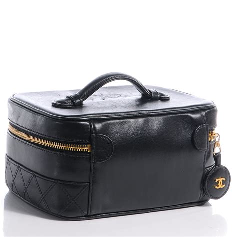 chanel black patent makeup bag|Chanel lambskin bag.